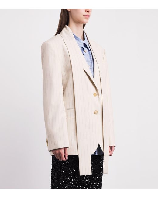 Acne Natural Wool Pinstripe Scarf Blazer