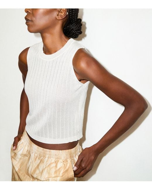 MAX&Co. White Ribbed Sleeveless Top