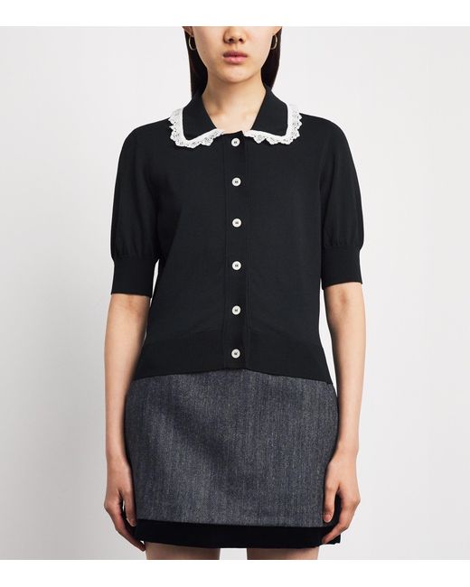 Claudie Pierlot Black Lace-Collar Cardigan