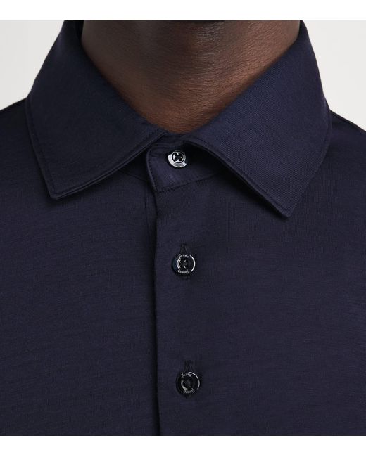 Herno Blue Wool Polo Shirt for men