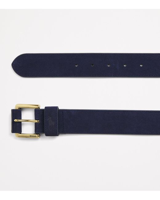Polo Ralph Lauren Blue Suede Debossed Polo Pony Belt for men