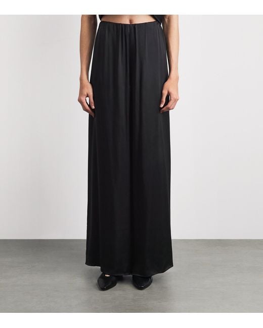 Camilla & Marc Black Satin Wide-Leg Mirage Trousers