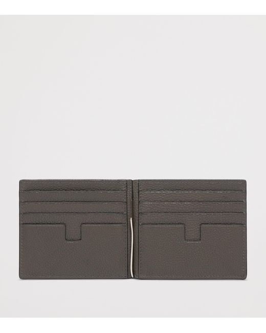 Tom Ford Black Grained Leather Money Clip Wallet for men