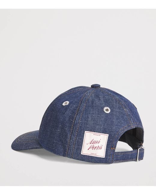 AMI Blue Denim Heritage Patch Cap for men