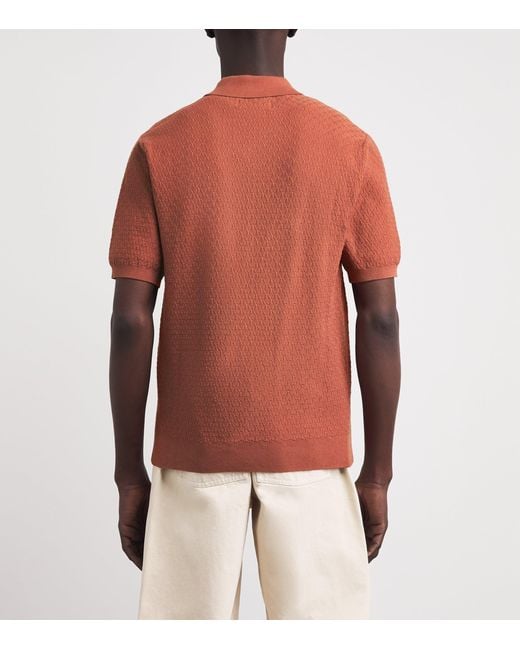 Wax London Orange Cotton-Cashmere Naples Polo Shirt for men