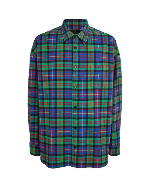 Juun.J Green Cotton Check Print Shirt for men