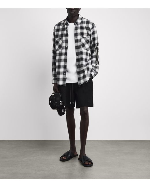 Amiri Black Cotton Crochet Mesh Shorts for men