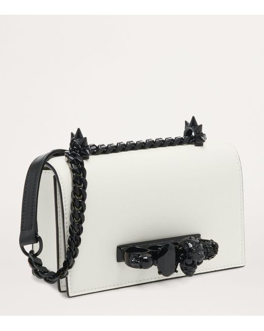 Alexander McQueen Black Mini Leather Jewelled Satchel Bag