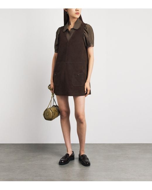 FRAME Brown Suede Safari Tent Mini Dress