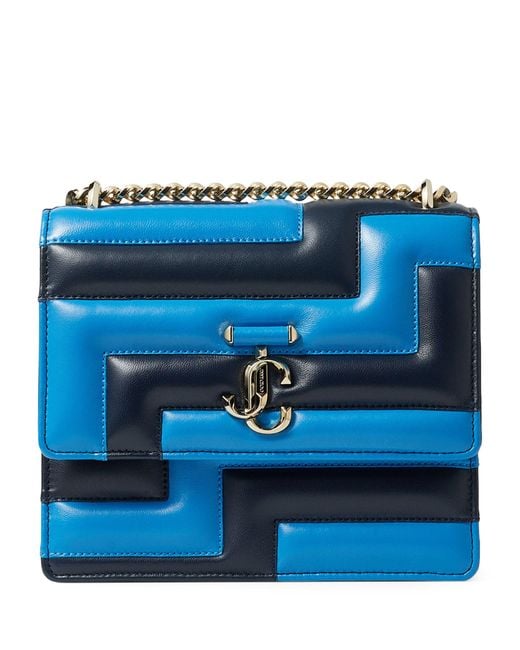 Jimmy Choo Blue Leather Avenue Quad Shoulder Bag