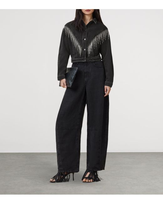 AllSaints Black Embellished Denim Jacket