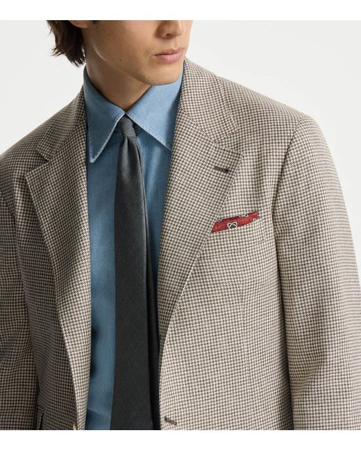 Brunello Cucinelli Purple Silk Geometric Square Scarf for men