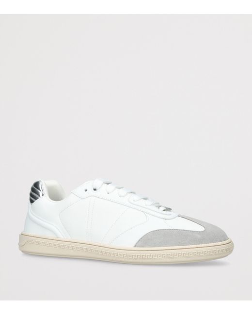 Versace White Leather Low-Top Sneakers for men