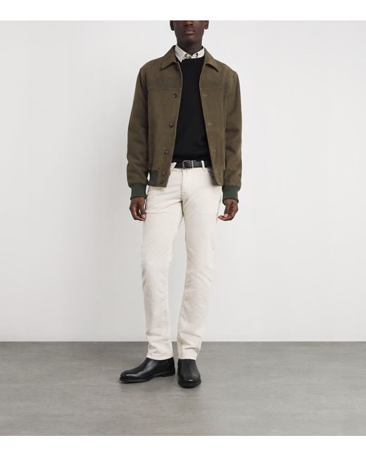 Jacob Cohen Green Suede Trucker Jacket for men