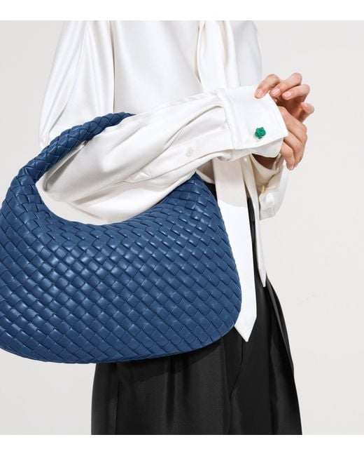 Bottega Veneta Blue Small Leather Veneta Shoulder Bag