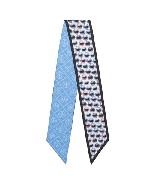 Tory Burch Blue Silk Candy Dot Ribbon Tie