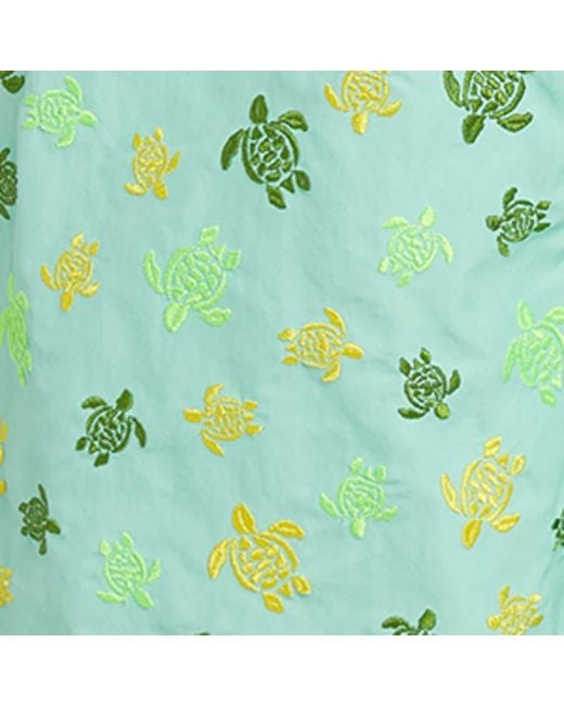 Vilebrequin Green Embroidered Turtle Mistral Swim Shorts for men