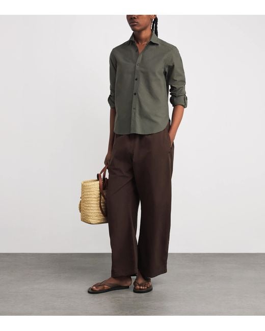 With Nothing Underneath Green Cotton-Wool Classic Shirt