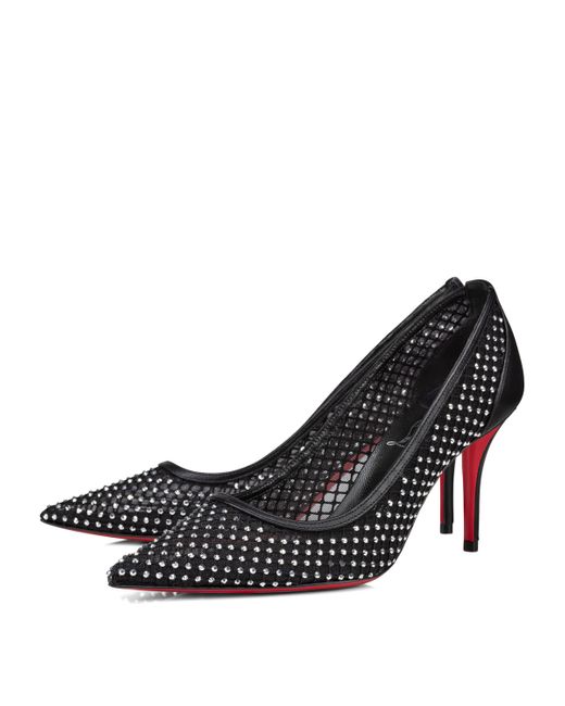Christian Louboutin Black Apostropha Mesh Strass Pumps 80