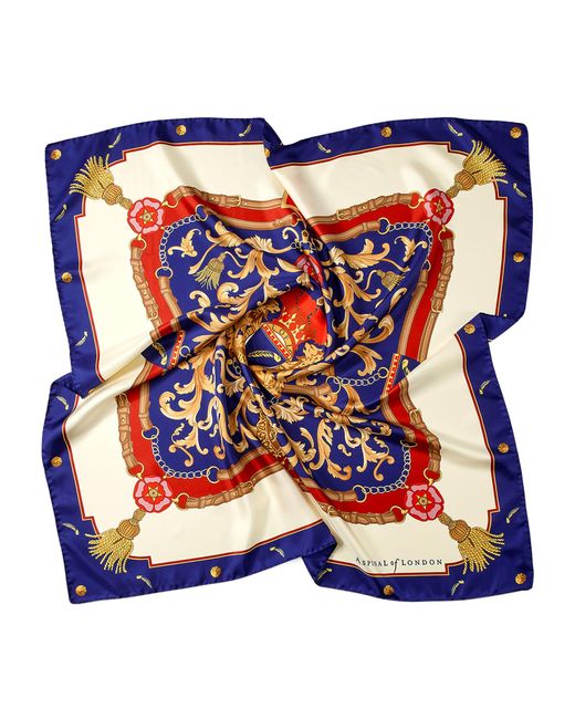 Aspinal Blue Silk Signature Scarf