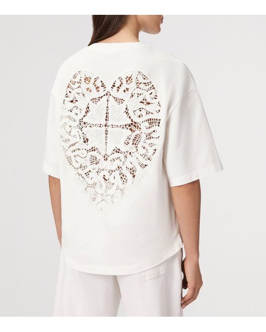 AllSaints White Organic Cotton Embroidered Amelie T-Shirt