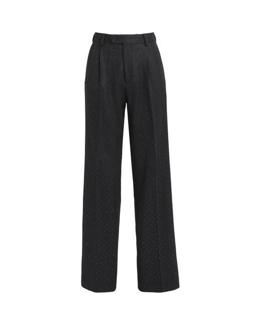 Sandro Black Wool Crystal-Embellished Trousers