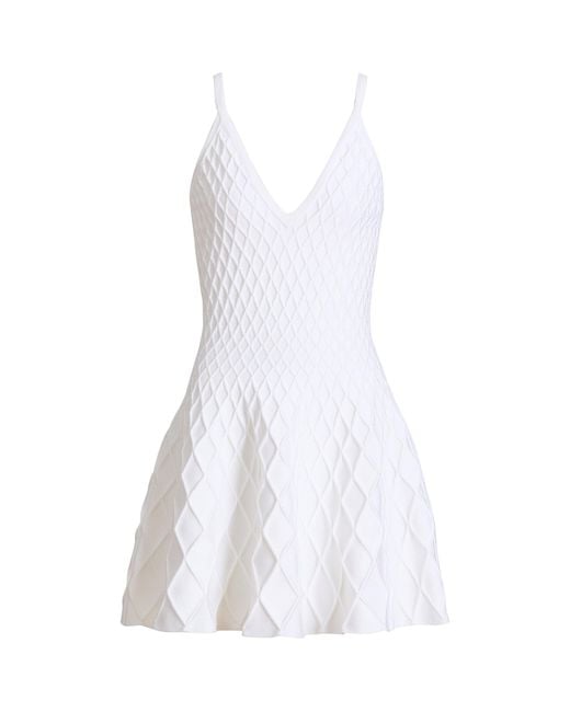 Balmain White Knitted Flared Mini Dress