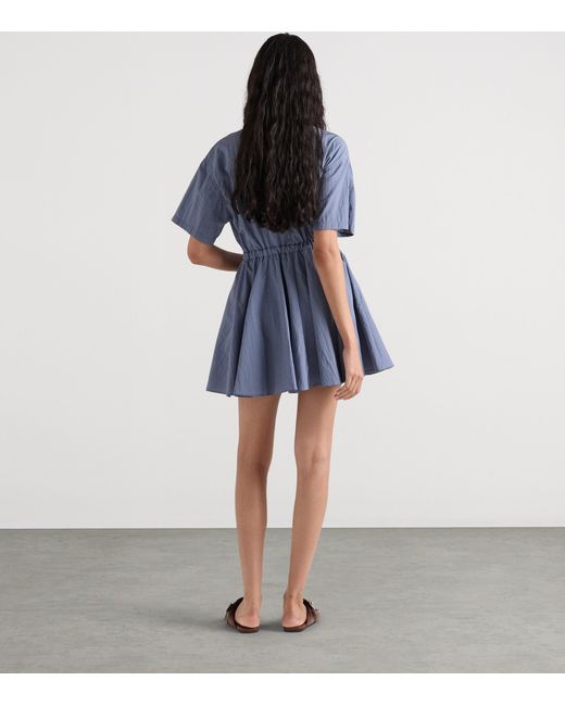 Prada Blue Cotton-Blend Technical Mini Dress