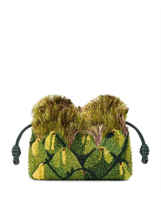 Loewe Green X Paula's Ibiza Mini Embellished Flamenco Clutch Bag