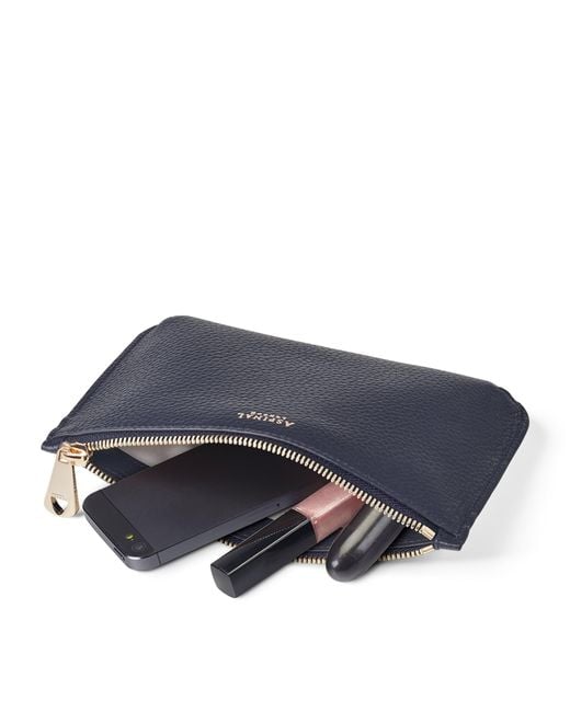 Aspinal Blue Medium Leather Ella Pouch