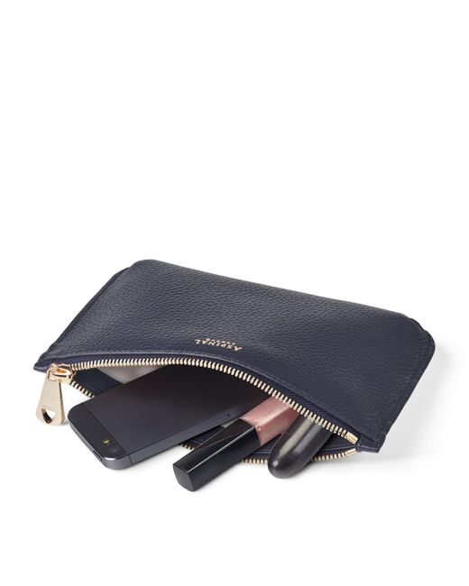 Aspinal Blue Medium Leather Ella Pouch
