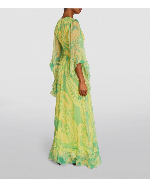 Etro Green Silk Paisley Maxi Dress