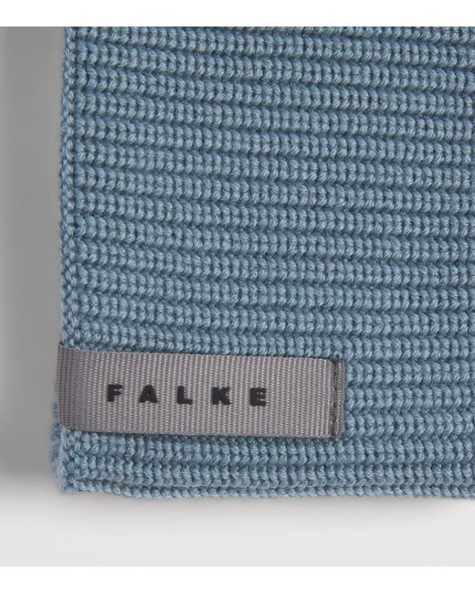 Falke Blue Virgin Wool Fine Rib Beanie for men
