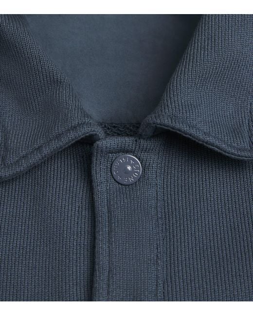 Stone Island Blue Organic Cotton Ghost Overshirt for men
