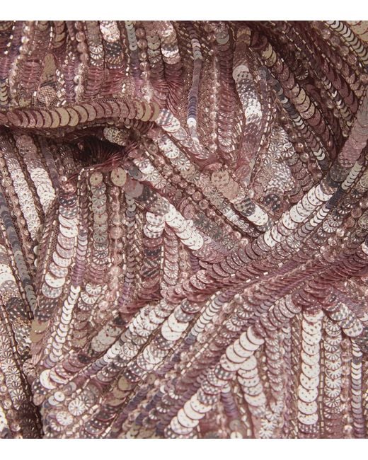 Pamella Roland Purple Sequin-embellished Halterneck Gown