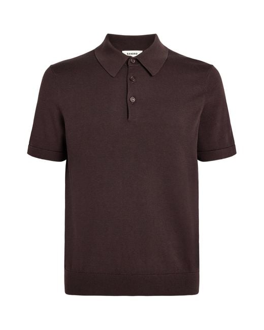 Sandro Brown Knitted Polo Shirt for men
