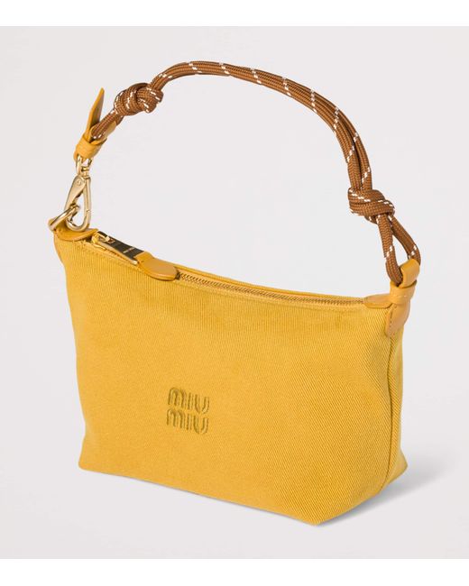 Miu Miu Yellow Cotton Gabardine Logo Pouch