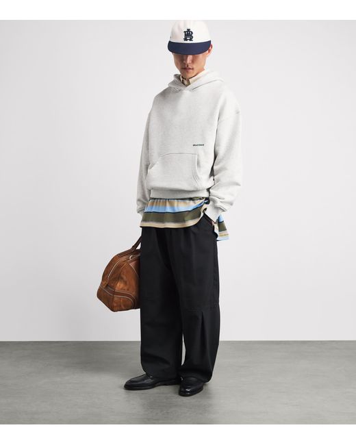 About Blank Blue Wool-Blend Contrast Monogram Cap for men