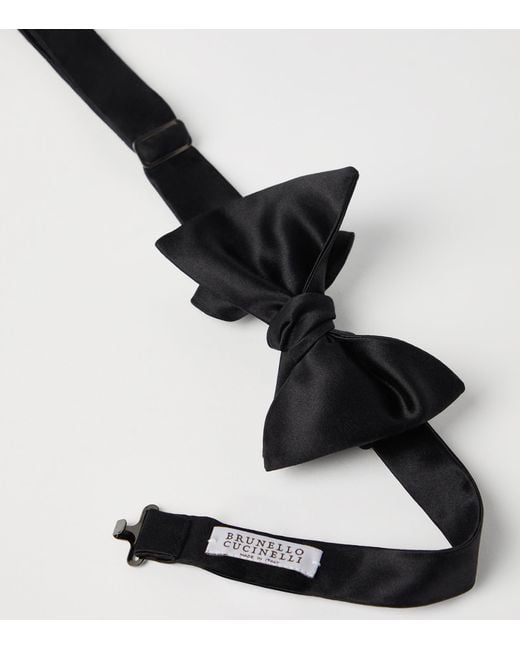 Brunello Cucinelli Black Cotton-Silk Bow Tie for men