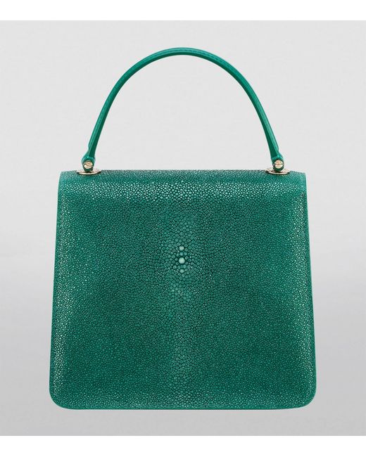 BVLGARI Green Galuchat Leather Serpenti Forever Top-handle Bag