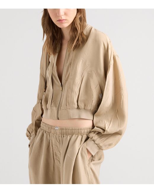 Prada Natural Silk Cropped Bomber Jacket