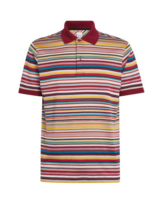 Paul Smith Red Cotton Noisy Stripe Polo Shirt for men