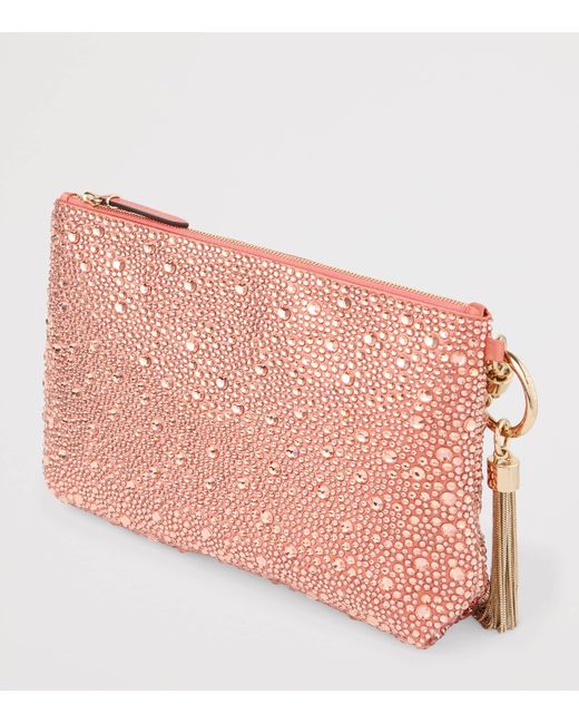 Jimmy Choo Pink Callie Satin Embellished Clutch Bag