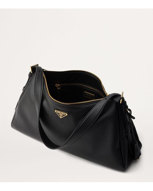 Prada Black Large Calf Leather Aimée Shoulder Bag