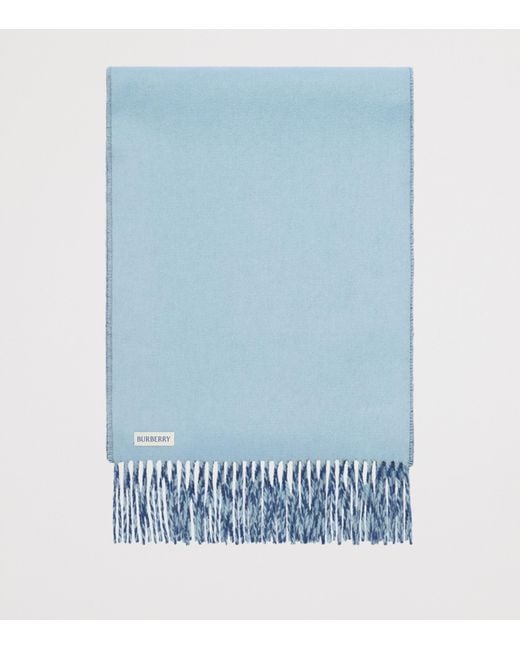 Burberry Blue Cashmere Reversible Knight Scarf