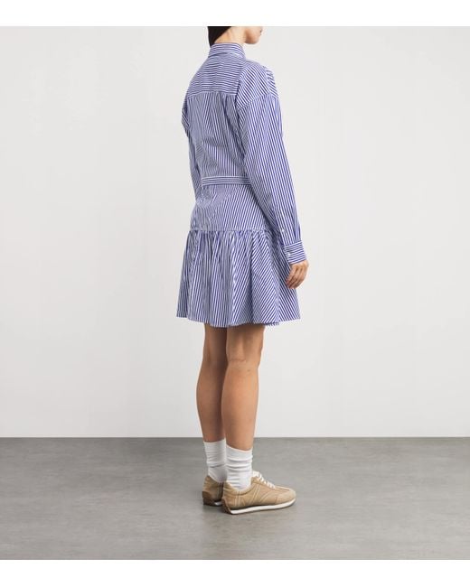 Polo Ralph Lauren Blue Cotton Stripe Mini Shirt Dress
