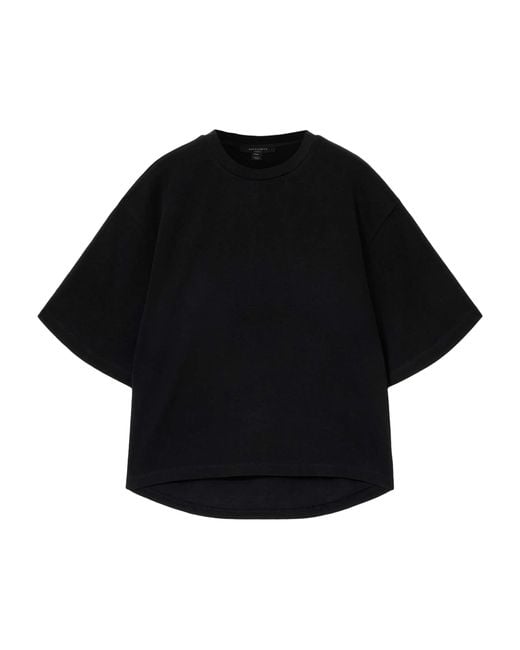 AllSaints Black Crochet-Detail Amelie T-Shirt