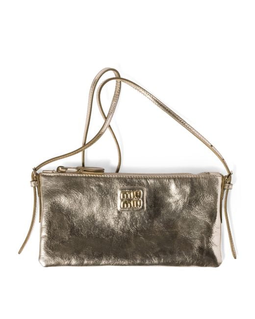 Miu Miu Metallic Laminated Nappa Leather Mini Pouch