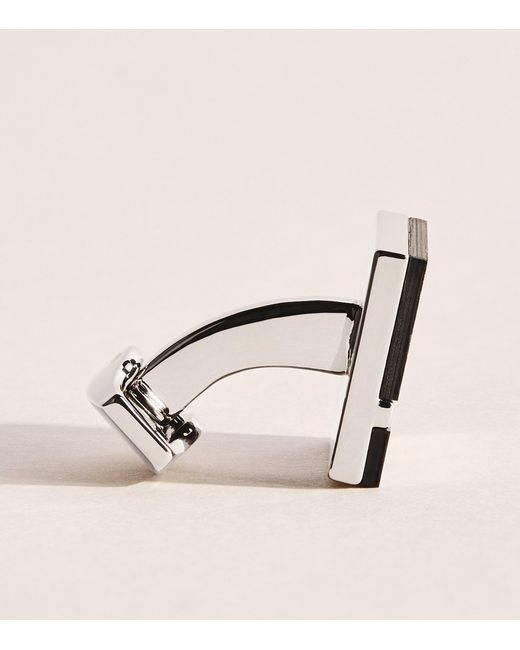 Tateossian Natural Mother-Of-Pearl And Carbon Mosaic Cufflinks for men