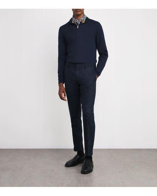 Paul Smith Blue Merino Half-Zip Sweater for men
